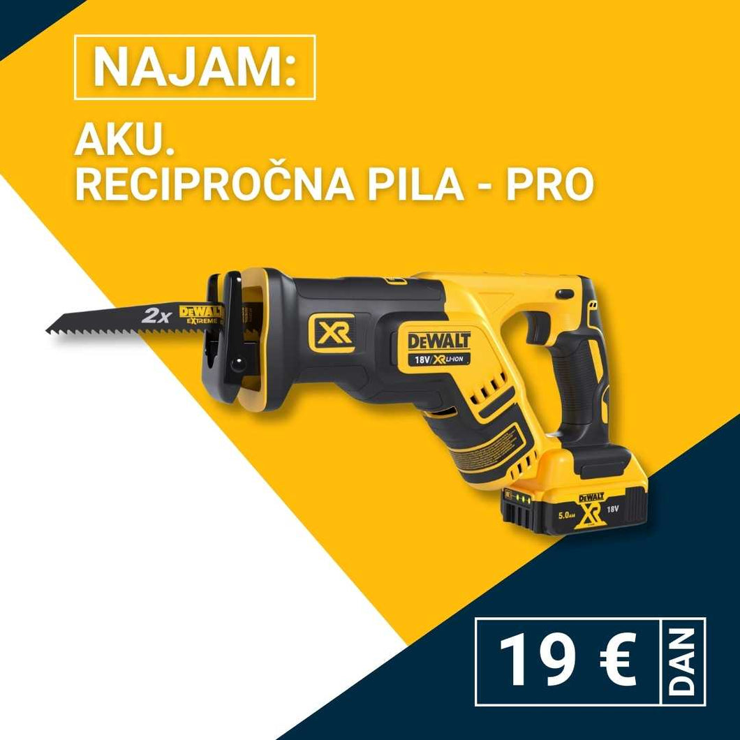 najam akumulatorske recipročne pile DeWalt
